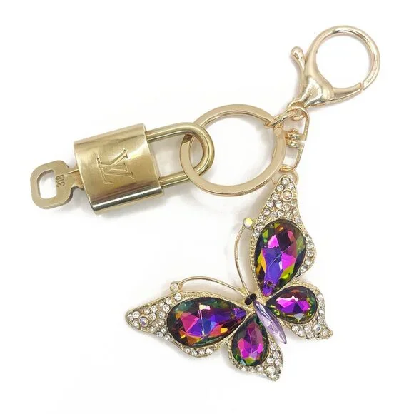 Authentic Louis Vuitton Lock & Key with Bag Charm Keychain Key Charm Chain - Picture 3 of 6